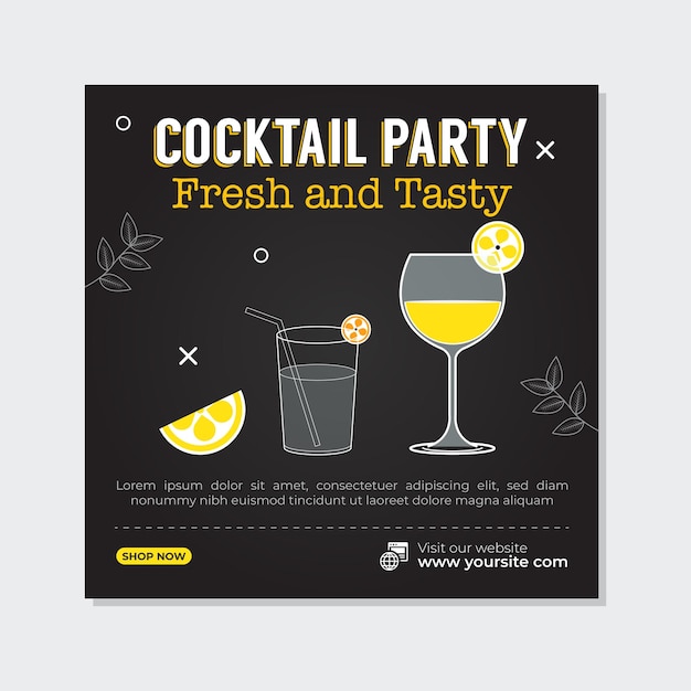 Progettazione di post su instagram per cocktail party e post sui social media di cibo