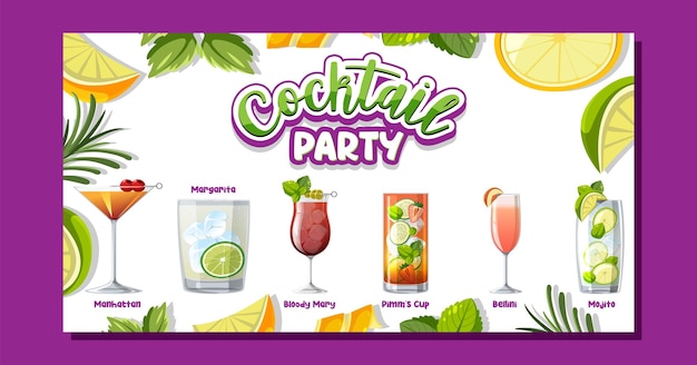 Vector cocktail party menu banner