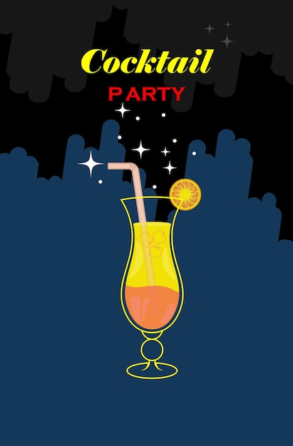 Illustrazione vettoriale di cocktail party su sfondo scuro