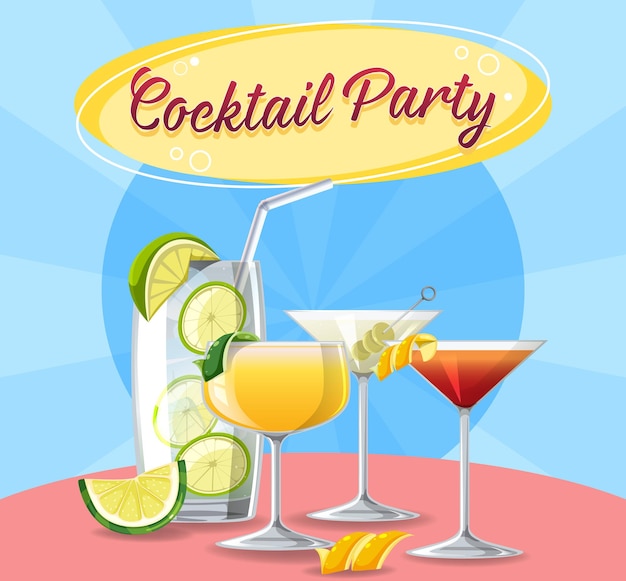 A cocktail party with comic background