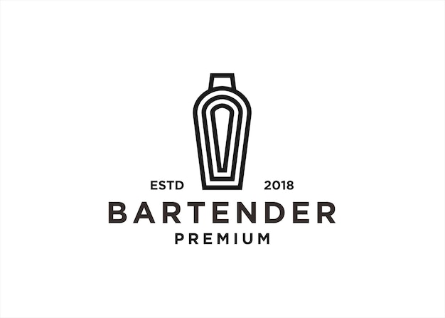 Illustrazione vettoriale del design del logo dello shaker per cocktail