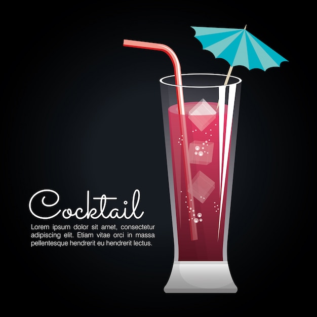 Vector cocktail tropical poster bar icon