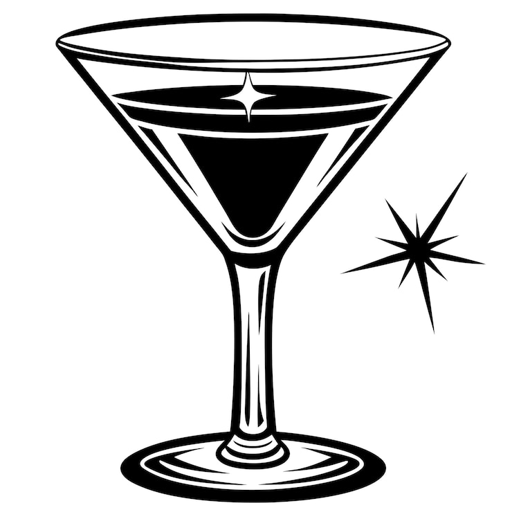 Vector cocktail vector illustration design cocktail vector glasses silhouette outline drink