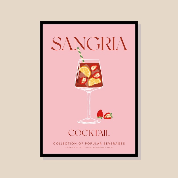 Cocktail vectorillustratie in een posterframe voor moderne kunstgalerie