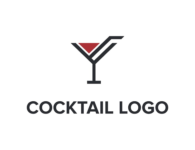 cocktail wine glass outline simple sleek modern logo design vector