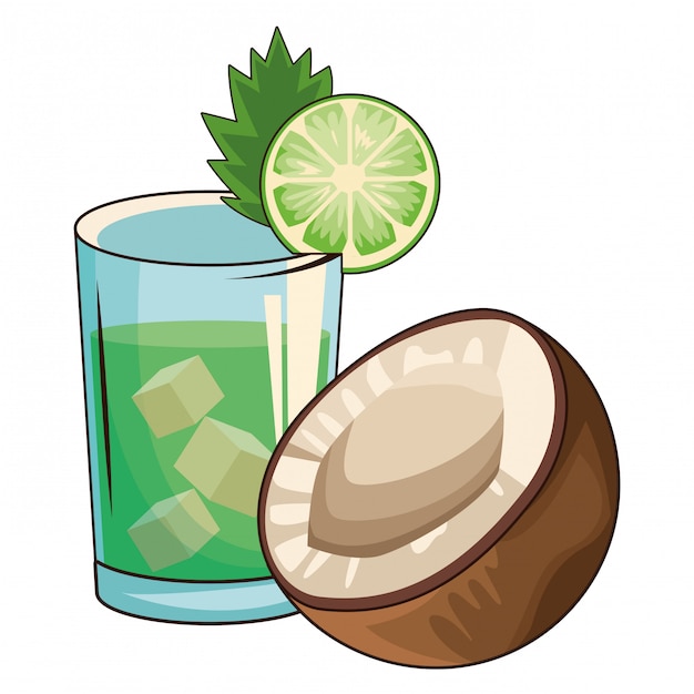 Vector cocktail with coconut