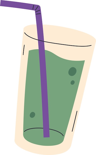 Vector cocktail with drinking straw