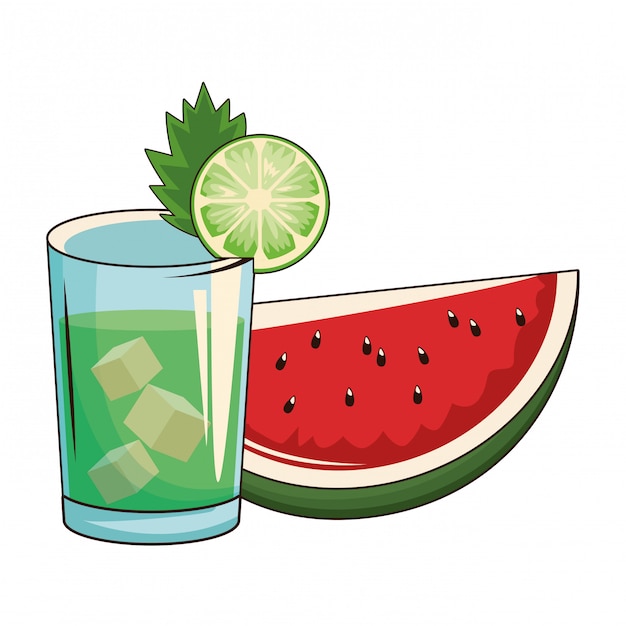 Vector cocktail with watermelon