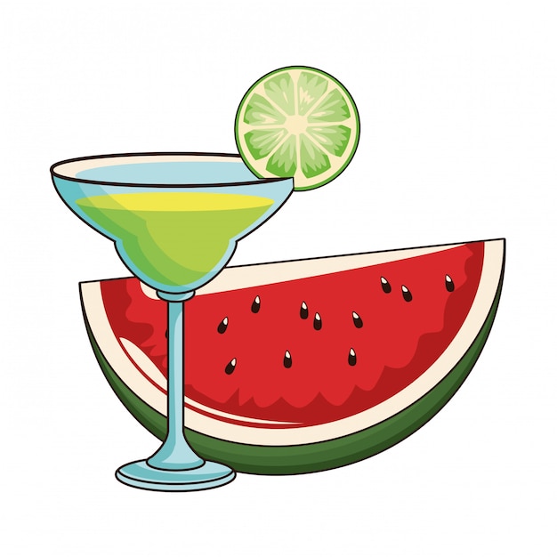 Vector cocktail with watermelon