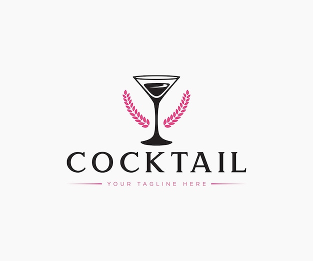 Cocktailbar logo cocktailglas logo ontwerp vector