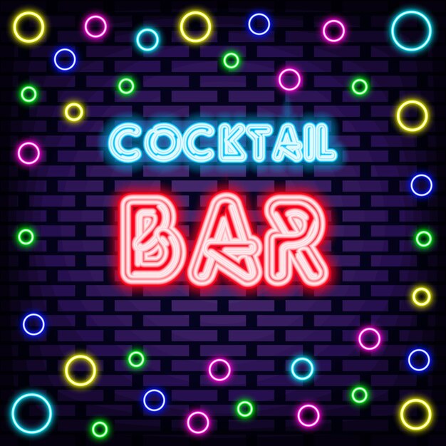 Vector cocktailbar neon quote bright uithangbord lichte banner