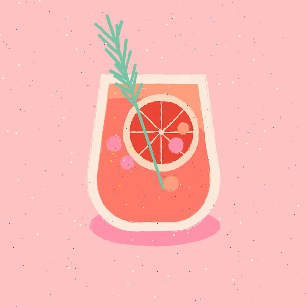 Cocktailglas drinken rozemarijn grapefruit Vector vlakke afbeelding textuur achtergrond