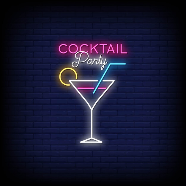 Vector cocktailparty neon signs stijltekst