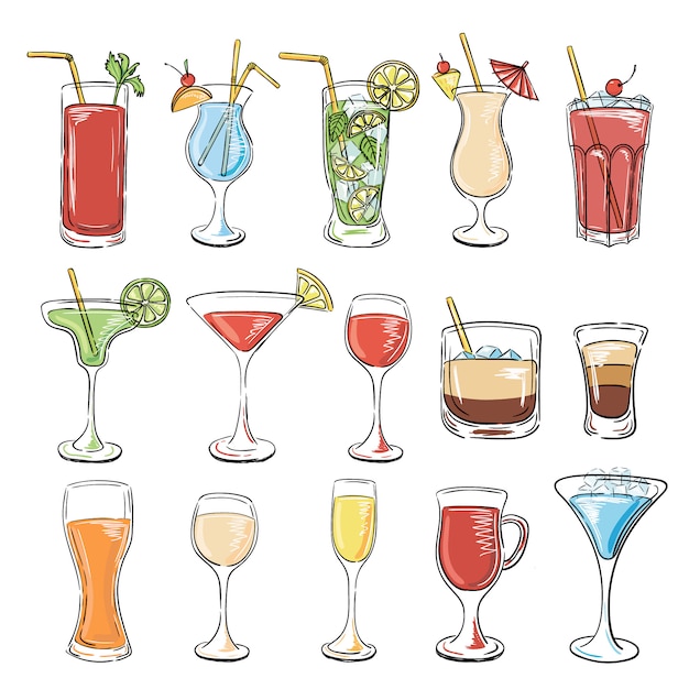 Cocktails collectie. vector set