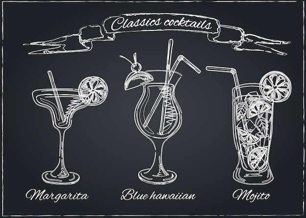 Cocktails collection. vector set