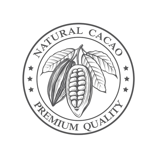 Vector cocoa beans stamp