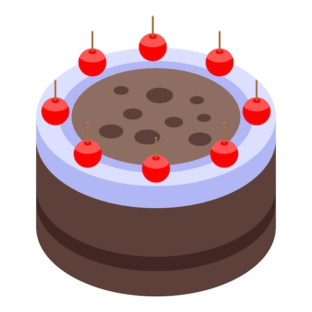 벡터 코코아 케이크 아이콘 흰색 배경에 고립 된 웹 디자인을 위한 코코아 케이크 벡터 아이콘의 아이소메트릭