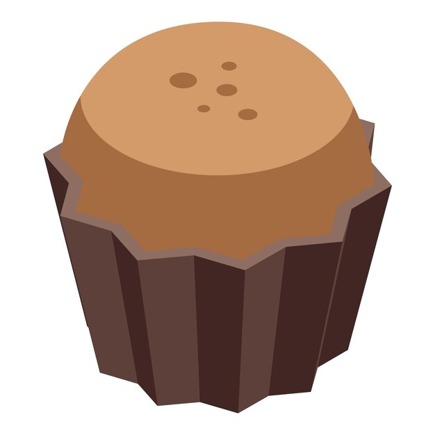 Vector cocoa cupcake icon isometric of cocoa cupcake vector icon for web design isolated on white background