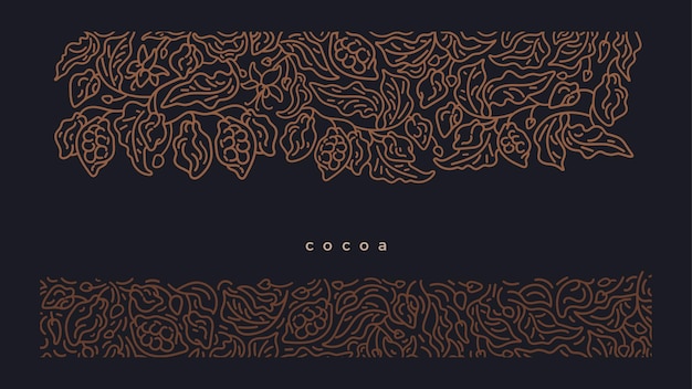 Vector cocoa golden border on black background art line