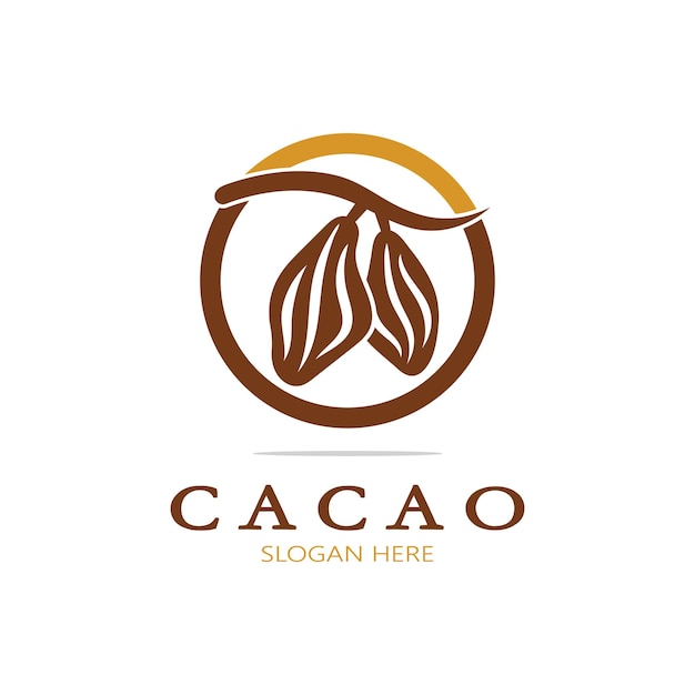 Vector cocoa logo,cocoa bean,cocoa tree,cocoa branches and leaves,chocolate mix on white background,vintage