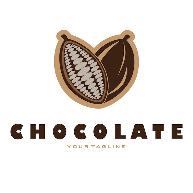 cocoa logococoa beancocoa treecocoa branches and leaveschocolate mix on white backgroundvintagemodernsimpleminimalist icon illustration template design vector