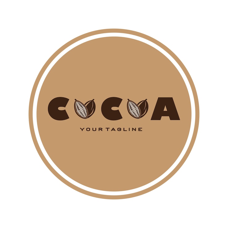 Vector cocoa logococoa beancocoa treecocoa branches and leaveschocolate mix on white backgroundvintagemodernsimpleminimalist icon illustration template design vector