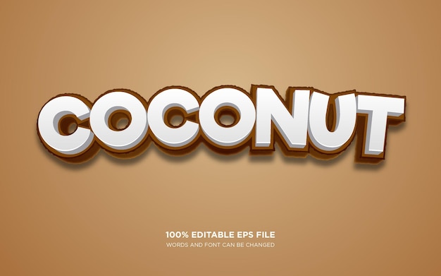 Coconut 3d editable text style effect