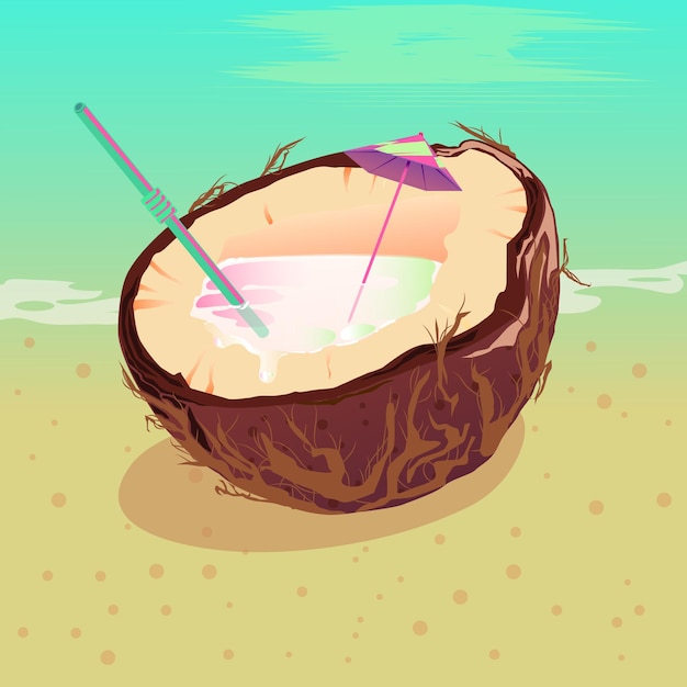 Coconut cocktail on a beach