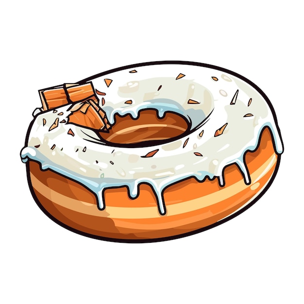 Coconut cream donut clip art illustration