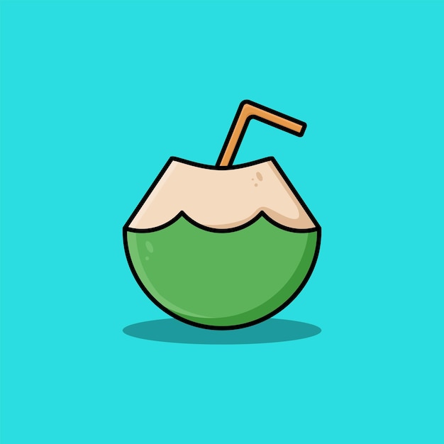 Coconut drink cartoon vector illustration icon isolated vector coconut drink concept flat cartoon style