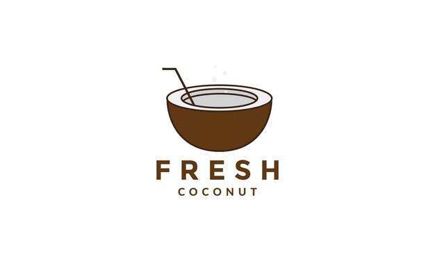 Coconut drink fresh logo symbol vector icon illustration graphic design