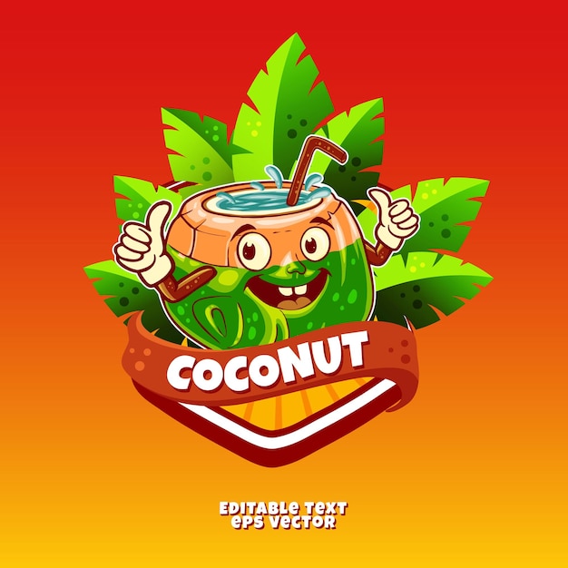 Персонаж талисмана логотипа кокосового напитка