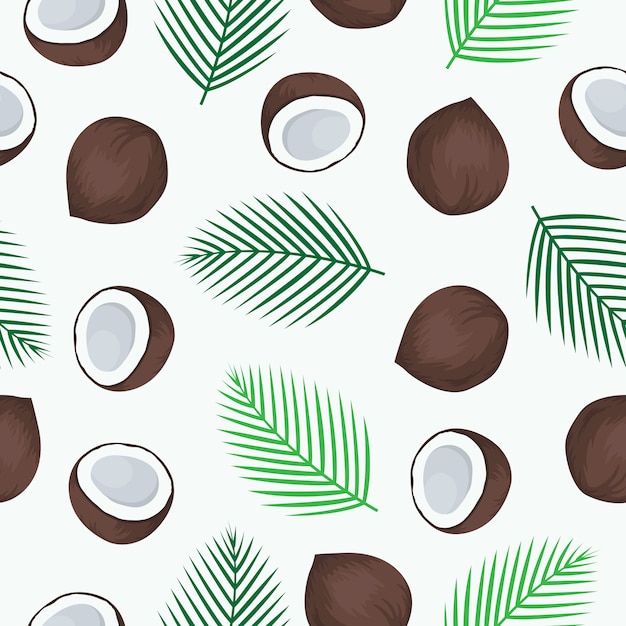 Vector coconut fruit seamless pattern