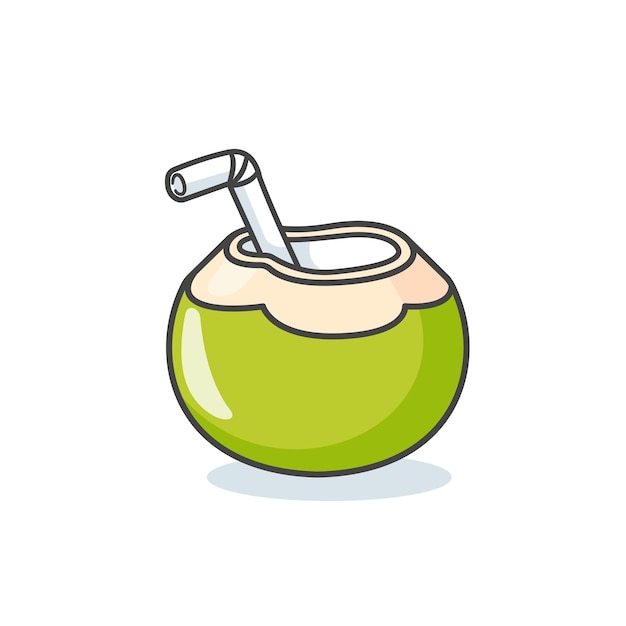 Кокосовая икона мультфильм вектор тропических фруктов