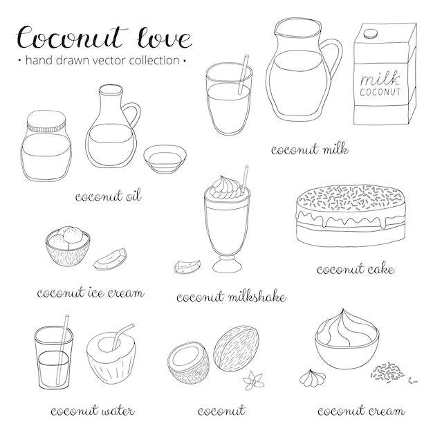 Vector coconut love set