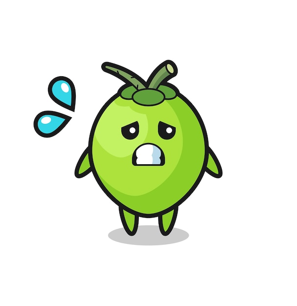 Coconut mascot character with afraid gesture , cute style design for t shirt, sticker, logo element