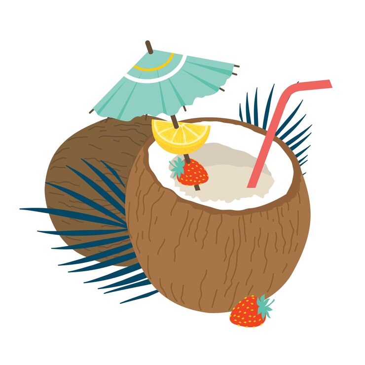 Vector coconut milk cocktail