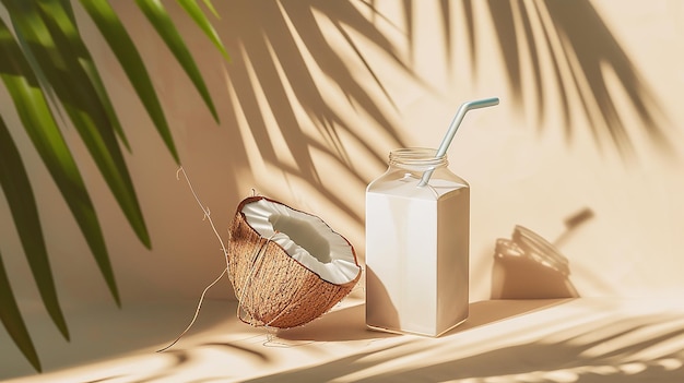 Vector coconut milk tetra pack