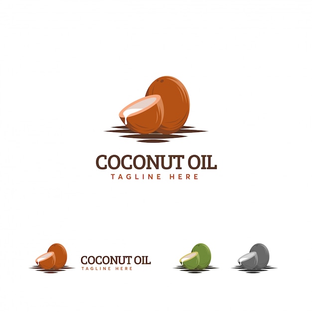 ココナッツオイルのロゴ、ブラウンココナッツのロゴ