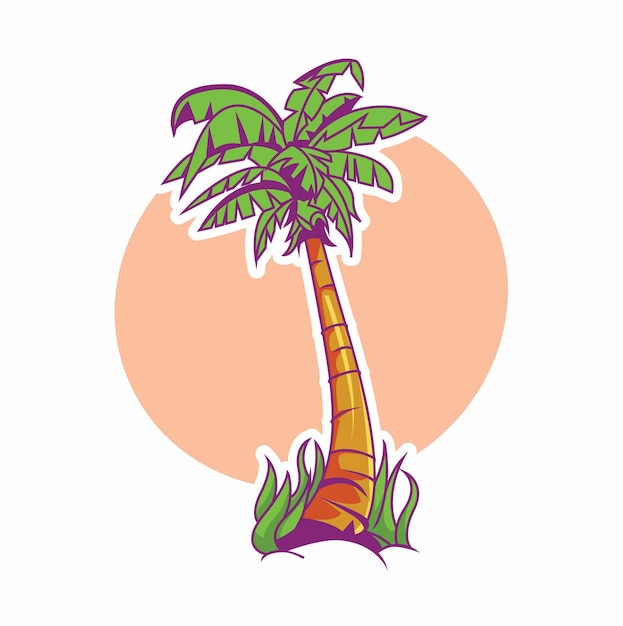 coconut palm tree illustration simple style