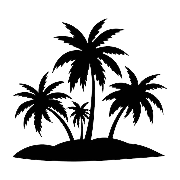 Vector coconut palm tree silhouette