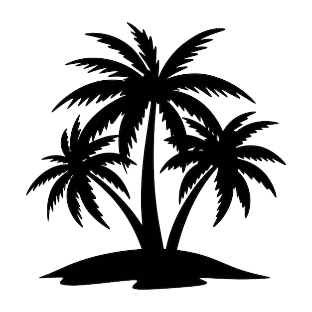 Vector coconut palm tree silhouette