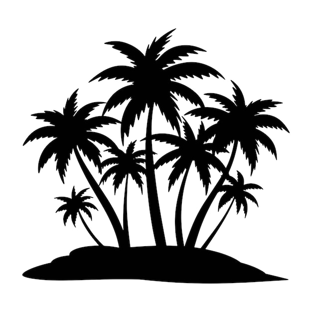 Vector coconut palm tree silhouette