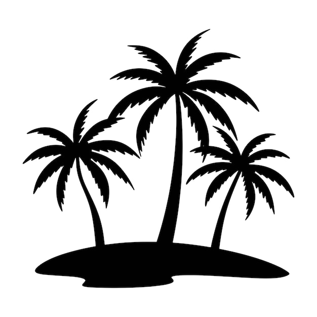 Vector coconut palm tree silhouette