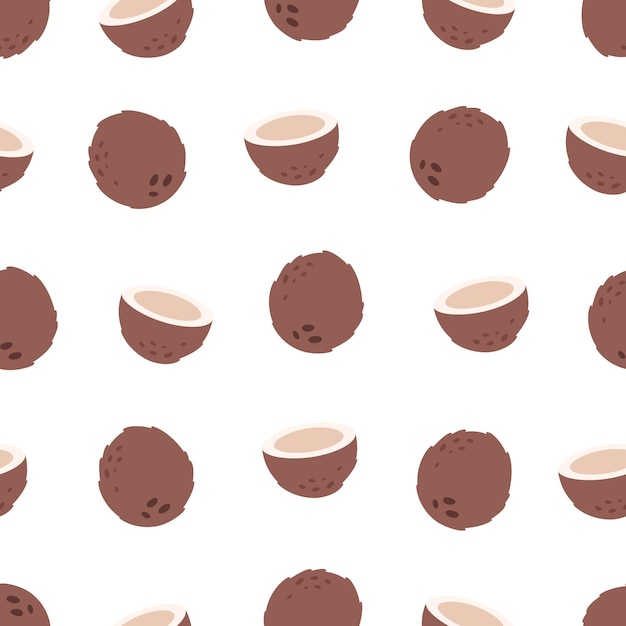 coconut seamless pattern. exotic and tropical fruit seamless pattern. healthy food.