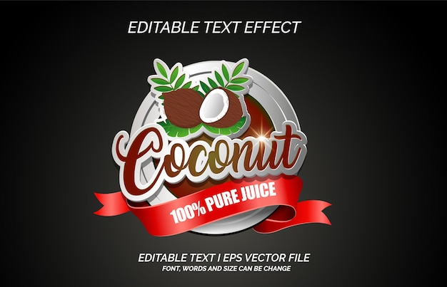 Coconut text effect logo or label