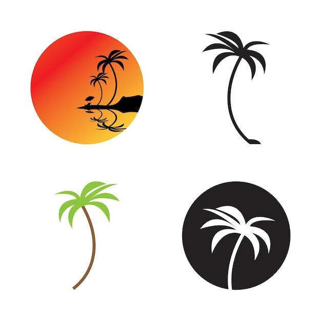 Coconut tree beach resort and summer vector illustration template design