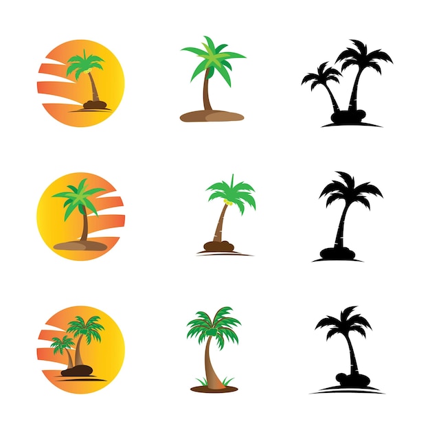 Coconut tree icon logo vector design template