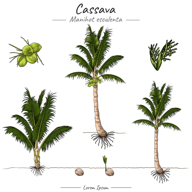 Vector coconut tree illustration set