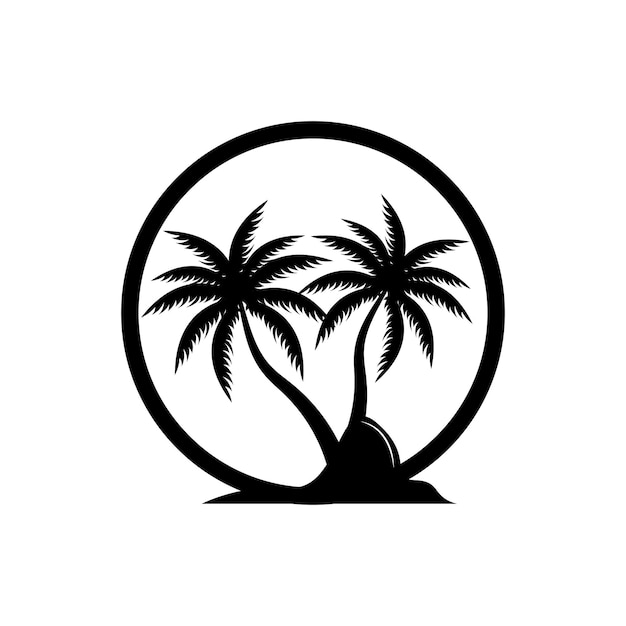 Coconut tree logo design beach plant vector palm tree summer illustration template (template di illustrazione estiva per palme da palma)